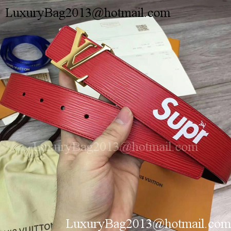 Louis Vuitton SPREME 40mm Red Epi Leather Belt M5897 Gold Louis Vuitton SPREME 40mm Red Epi Leather Belt M5897 Gold