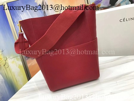 CELINE Sangle Seau Bag in Litchi Leather C3371 Red CELINE Sangle Seau Bag in Litchi Leather C3371 Red