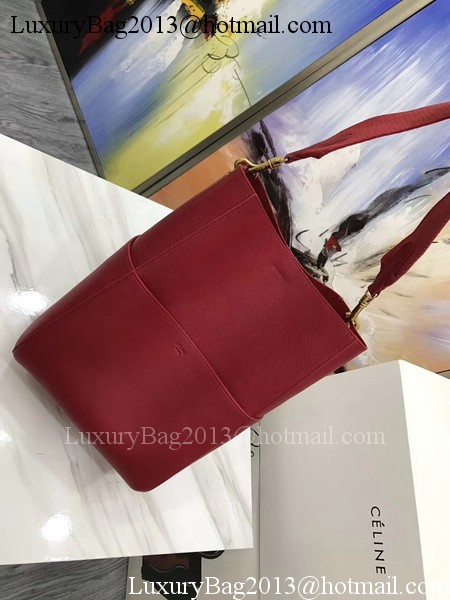 CELINE Sangle Seau Bag in Litchi Leather C3371 Red CELINE Sangle Seau Bag in Litchi Leather C3371 Red