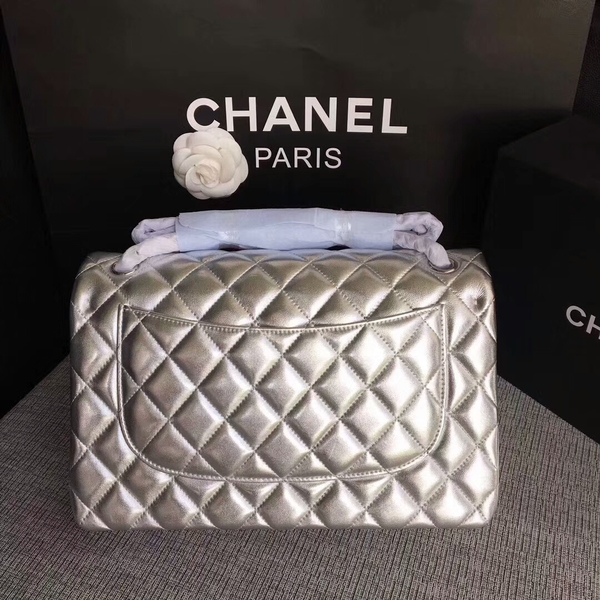 Chanel Flap Shoulder Bags Original Lambskin Leather CF1113 Silver Chanel Flap Shoulder Bags Original Lambskin Leather CF1113 Silver