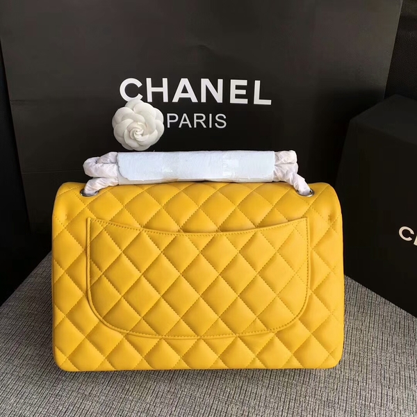 Chanel Flap Shoulder Bags Yellow Original Lambskin Leather CF1113 Silver Chanel Flap Shoulder Bags Yellow Original Lambskin Leather CF1113 Silver