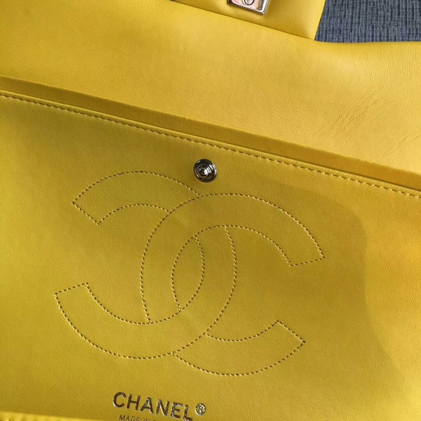 Chanel Flap Shoulder Bags Yellow Original Lambskin Leather CF1113 Silver Chanel Flap Shoulder Bags Yellow Original Lambskin Leather CF1113 Silver