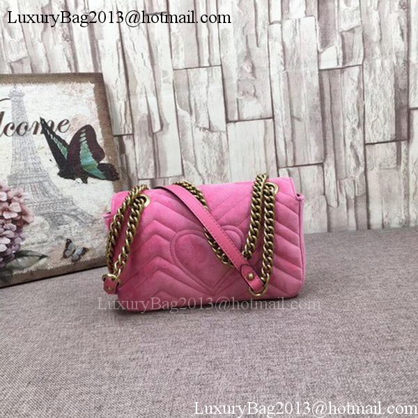 Gucci GG Marmont Embroidered Velvet mini Bag 446744T Pink Gucci GG Marmont Embroidered Velvet mini Bag 446744T Pink