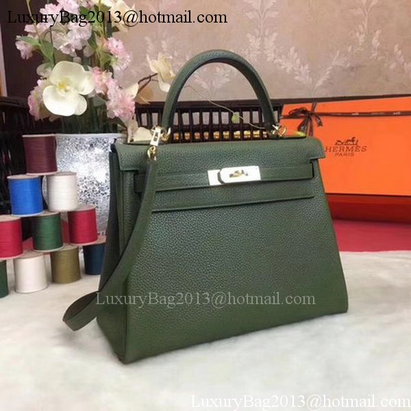 Hermes Kelly 32cm Shoulder Bag TOGO Leather KY32 Green Hermes Kelly 32cm Shoulder Bag TOGO Leather KY32 Green