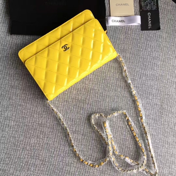 Chanel WOC Flap Bag Patent Leather A33814C Yellow Chanel WOC Flap Bag Patent Leather A33814C Yellow