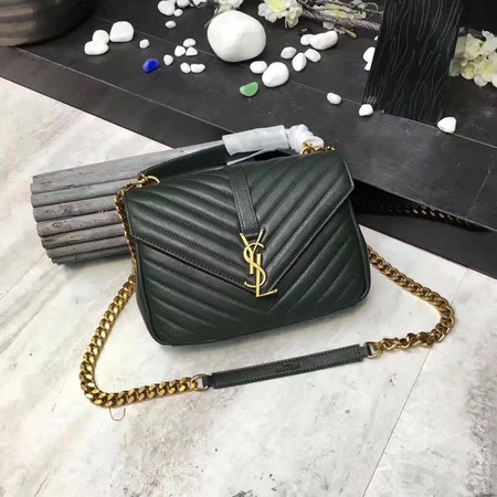 YSL Classic Monogramme Green Leather Flap Bag Y392737 Gold YSL Classic Monogramme Green Leather Flap Bag Y392737 Gold