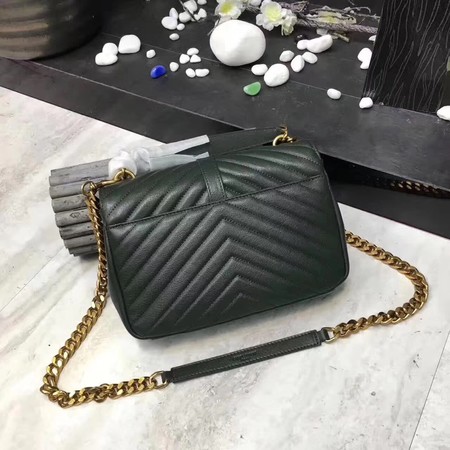 YSL Classic Monogramme Green Leather Flap Bag Y392737 Gold YSL Classic Monogramme Green Leather Flap Bag Y392737 Gold
