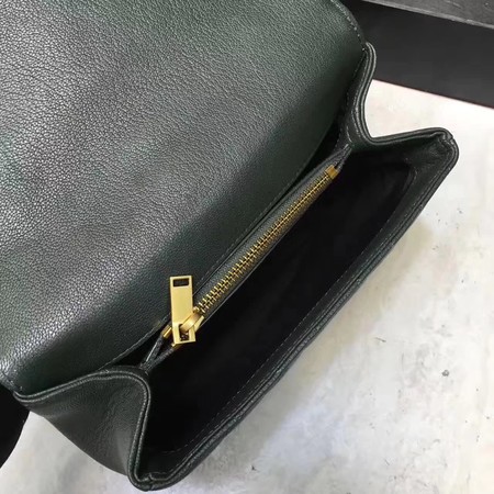YSL Classic Monogramme Green Leather Flap Bag Y392737 Gold YSL Classic Monogramme Green Leather Flap Bag Y392737 Gold