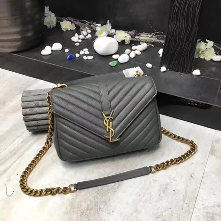 YSL Classic Monogramme Grey Leather Flap Bag Y392737 Gold YSL Classic Monogramme Grey Leather Flap Bag Y392737 Gold