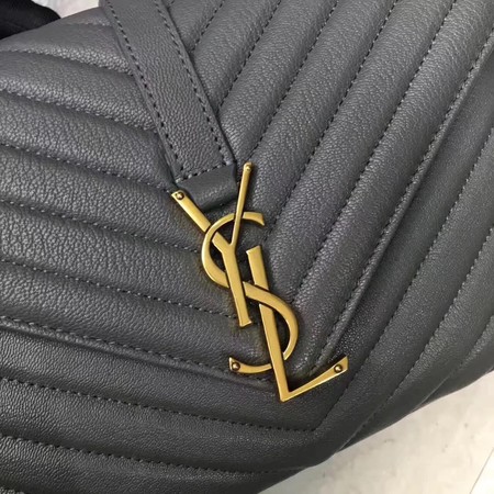 YSL Classic Monogramme Grey Leather Flap Bag Y392737 Gold YSL Classic Monogramme Grey Leather Flap Bag Y392737 Gold