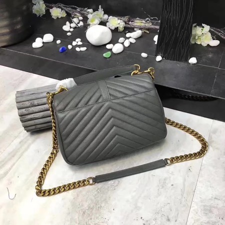 YSL Classic Monogramme Grey Leather Flap Bag Y392737 Gold YSL Classic Monogramme Grey Leather Flap Bag Y392737 Gold