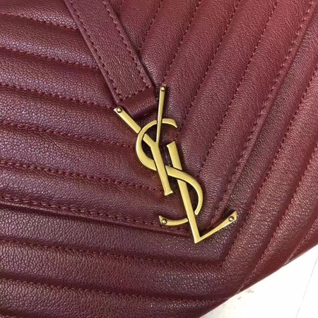 YSL Classic Monogramme Red Leather Flap Bag Y392737 Gold YSL Classic Monogramme Red Leather Flap Bag Y392737 Gold