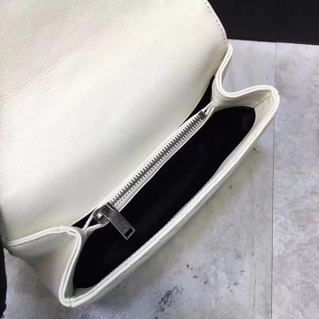 YSL Classic Monogramme White Leather Flap Bag Y392737 Silver