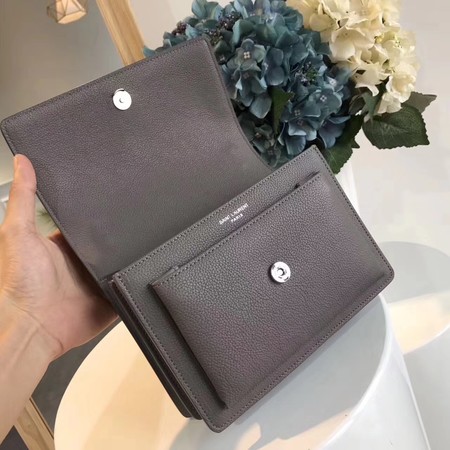 Yves Saint Laurent Leather Cross-body Shoulder Bag Y8004 Grey Yves Saint Laurent Leather Cross-body Shoulder Bag Y8004 Grey