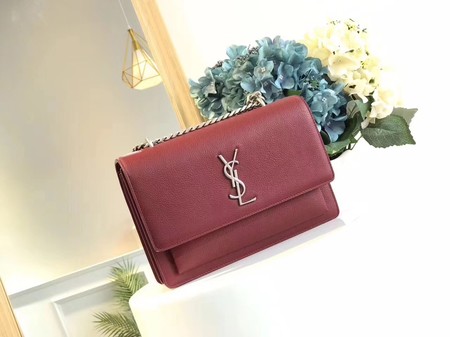 Yves Saint Laurent Leather Cross-body Shoulder Bag Y8004 Wine Yves Saint Laurent Leather Cross-body Shoulder Bag Y8004 Wine