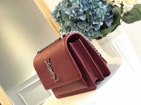 Yves Saint Laurent Leather Cross-body Shoulder Bag Y8004 Wine Yves Saint Laurent Leather Cross-body Shoulder Bag Y8004 Wine