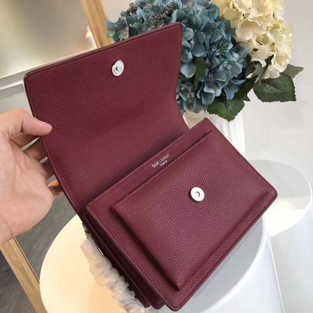 Yves Saint Laurent Leather Cross-body Shoulder Bag Y8004 Wine Yves Saint Laurent Leather Cross-body Shoulder Bag Y8004 Wine