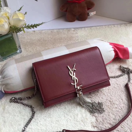 Yves Saint Laurent Leather Cross-body Shoulder Bag Y8011 Wine Yves Saint Laurent Leather Cross-body Shoulder Bag Y8011 Wine