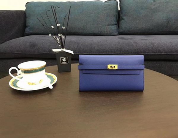 Hermes Kelly Epsom Leather Wallet H4086 Blue Hermes Kelly Epsom Leather Wallet H4086 Blue