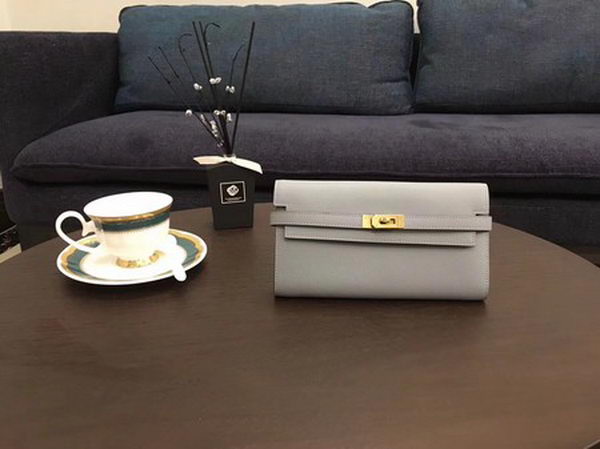 Hermes Kelly Epsom Leather Wallet H4086 Light Grey Hermes Kelly Epsom Leather Wallet H4086 Light Grey