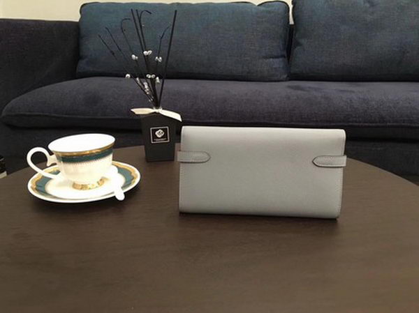 Hermes Kelly Epsom Leather Wallet H4086 Light Grey Hermes Kelly Epsom Leather Wallet H4086 Light Grey