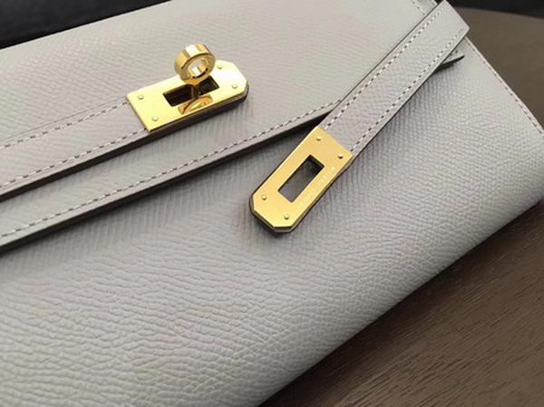 Hermes Kelly Epsom Leather Wallet H4086 Light Grey Hermes Kelly Epsom Leather Wallet H4086 Light Grey