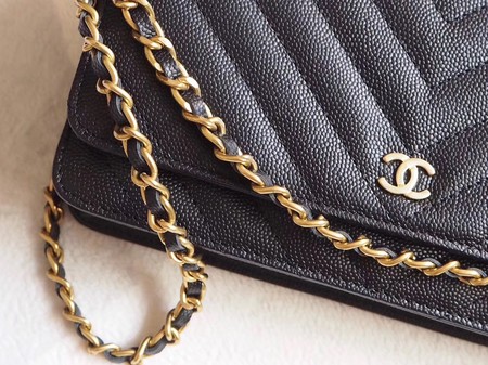 Chanel V mini Flap Bag Black Chevron Cannage Pattern A33814V Gold Chanel V mini Flap Bag Black Chevron Cannage Pattern A33814V Gold