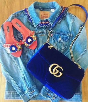 Gucci GG Marmont Chevron Velvet Shoulder Bag 443497 Blue Gucci GG Marmont Chevron Velvet Shoulder Bag 443497 Blue