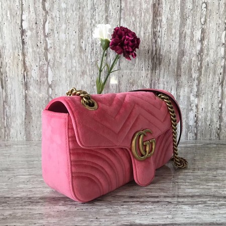 Gucci GG Marmont Chevron Velvet Shoulder Bag 443497 Pink Gucci GG Marmont Chevron Velvet Shoulder Bag 443497 Pink
