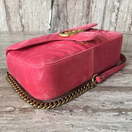 Gucci GG Marmont Chevron Velvet Shoulder Bag 443497 Pink Gucci GG Marmont Chevron Velvet Shoulder Bag 443497 Pink