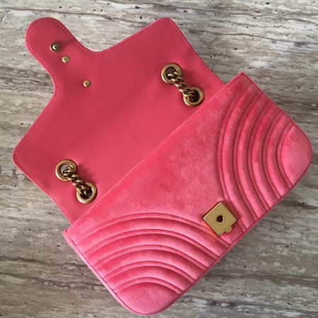 Gucci GG Marmont Chevron Velvet Shoulder Bag 443497 Pink Gucci GG Marmont Chevron Velvet Shoulder Bag 443497 Pink