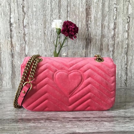Gucci GG Marmont Chevron Velvet Shoulder Bag 443497 Pink Gucci GG Marmont Chevron Velvet Shoulder Bag 443497 Pink