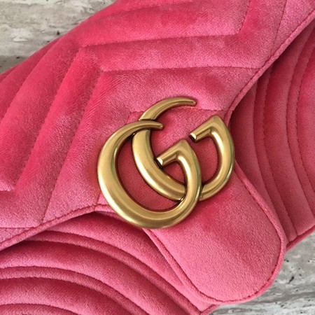 Gucci GG Marmont Chevron Velvet Shoulder Bag 443497 Pink Gucci GG Marmont Chevron Velvet Shoulder Bag 443497 Pink