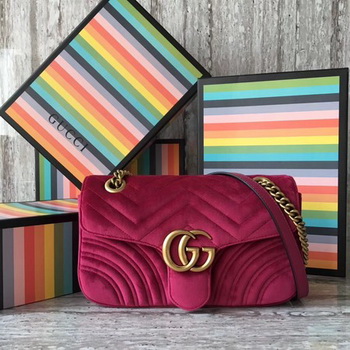 Gucci GG Marmont Chevron Velvet Shoulder Bag 443497 Rose Gucci GG Marmont Chevron Velvet Shoulder Bag 443497 Rose