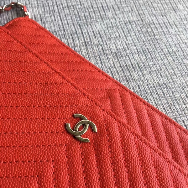 Chanel WOC Flap Shoulder Bag Red Calfskin Leather A33814 Silver Chanel WOC Flap Shoulder Bag Red Calfskin Leather A33814 Silver