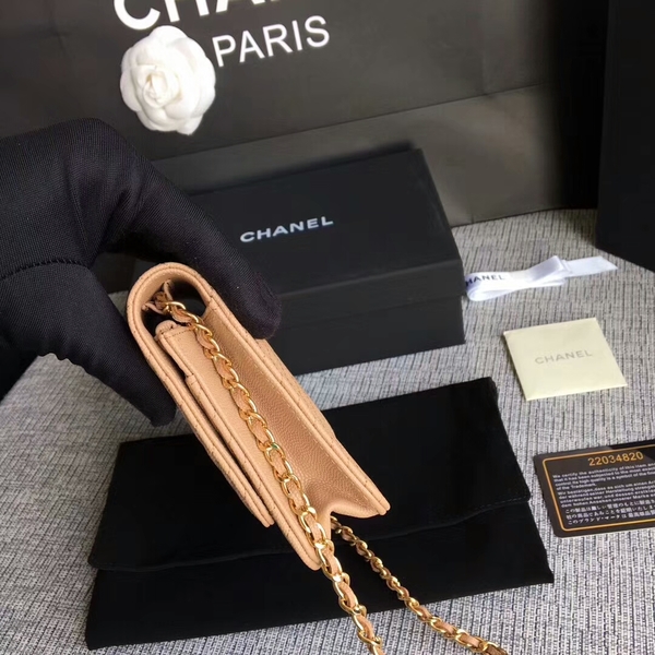 Chanel WOC Flap Shoulder Bag Camel Calfskin Leather A33814 Gold Chanel WOC Flap Shoulder Bag Camel Calfskin Leather A33814 Gold