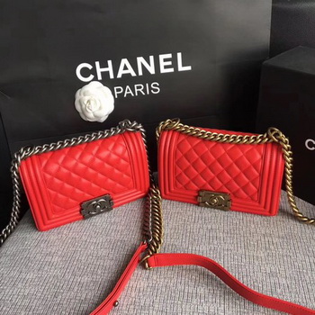 Boy Chanel Flap Shoulder Bag Sheepskin Leather A67085 Red Boy Chanel Flap Shoulder Bag Sheepskin Leather A67085 Red