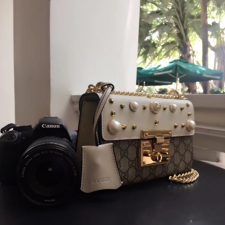Gucci Padlock Small GG Studded Shoulder Bag 432182 White Gucci Padlock Small GG Studded Shoulder Bag 432182 White