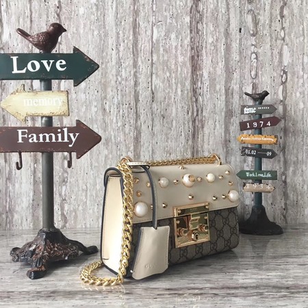 Gucci Padlock Small GG Studded Shoulder Bag 432182 White Gucci Padlock Small GG Studded Shoulder Bag 432182 White