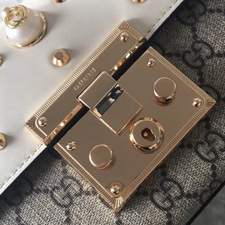 Gucci Padlock Small GG Studded Shoulder Bag 432182 White Gucci Padlock Small GG Studded Shoulder Bag 432182 White