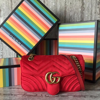 Gucci GG Marmont Small Chevron Shoulder Bag 443497 Red Gucci GG Marmont Small Chevron Shoulder Bag 443497 Red