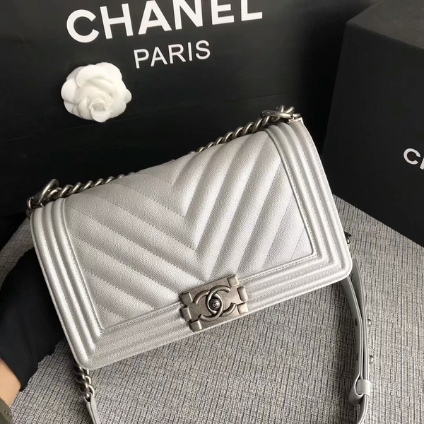 Boy Chanel Original Chevron Leather 67086 White Boy Chanel Original Chevron Leather 67086 White