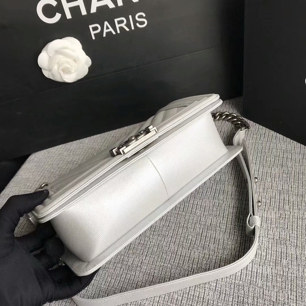 Boy Chanel Original Chevron Leather 67086 White Boy Chanel Original Chevron Leather 67086 White