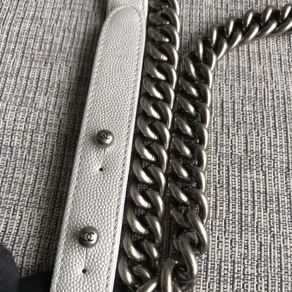 Boy Chanel Original Chevron Leather 67086 White Boy Chanel Original Chevron Leather 67086 White