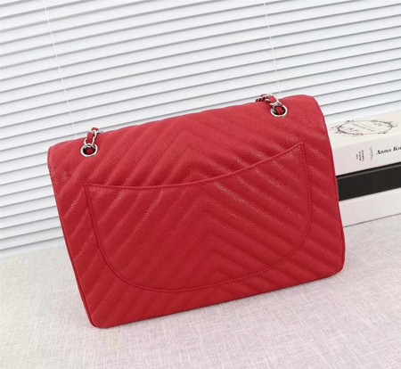 Chanel Maxi Quilted Classic Flap Bag Red Chevron Cannage Pattern A58601 Silver Chanel Maxi Quilted Classic Flap Bag Red Chevron Cannage Pattern A58601 Silver