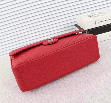 Chanel Maxi Quilted Classic Flap Bag Red Chevron Cannage Pattern A58601 Silver Chanel Maxi Quilted Classic Flap Bag Red Chevron Cannage Pattern A58601 Silver