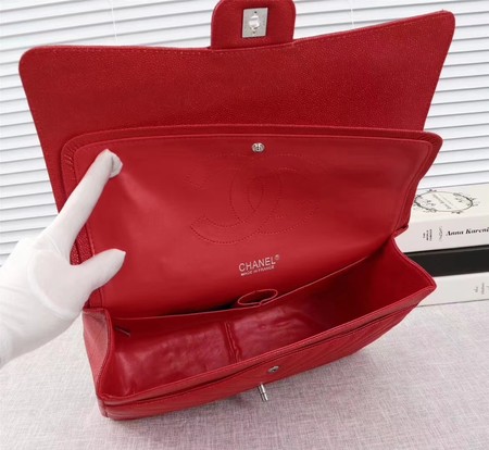 Chanel Maxi Quilted Classic Flap Bag Red Chevron Cannage Pattern A58601 Silver Chanel Maxi Quilted Classic Flap Bag Red Chevron Cannage Pattern A58601 Silver