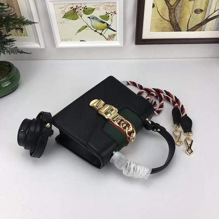 Gucci Sylvie Lather mini Bag 470270 Black Gucci Sylvie Lather mini Bag 470270 Black