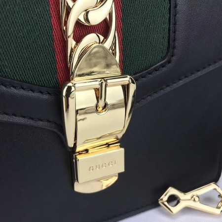 Gucci Sylvie Lather mini Bag 470270 Black Gucci Sylvie Lather mini Bag 470270 Black