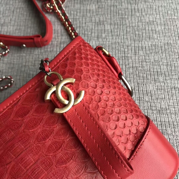 Chanel Gabrielle Mini Shoulder Bag Original Python Leather 8122A Red Chanel Gabrielle Mini Shoulder Bag Original Python Leather 8122A Red